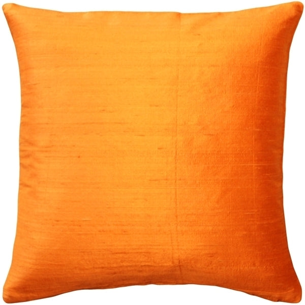 Pillow Decor - Sankara Orange Silk Throw Pillow 20x20 Image 1