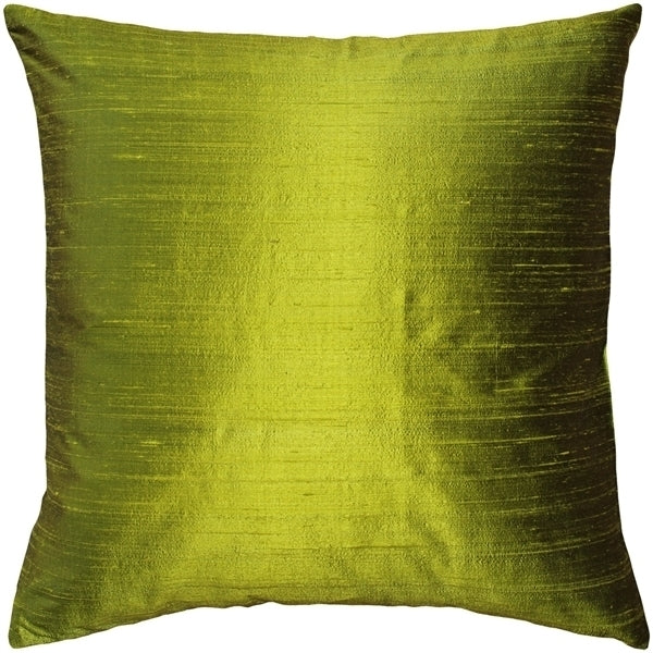 Pillow Decor - Sankara Chartreuse Green Silk Throw Pillow 16x16 Image 1