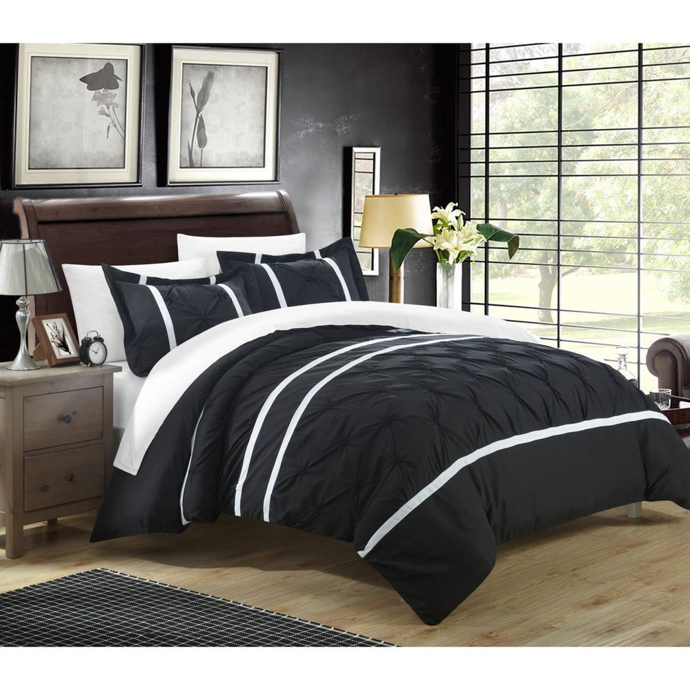 Chic Home 3 piece Nica pinch pleat pintuck Duvet cover and Shams Set Image 2
