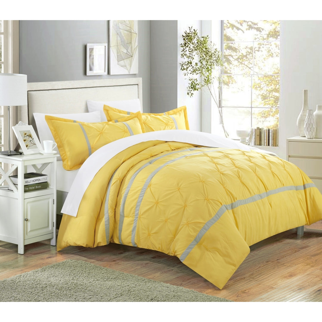 Chic Home 3 piece Nica pinch pleat pintuck Duvet cover and Shams Set Image 3