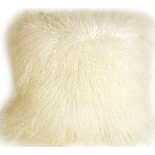Pillow Decor - Mongolian Sheepskin Natural White Throw Pillow Image 1