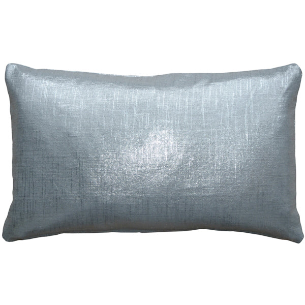 Pillow Decor - Tuscany Linen Silver Metallic 12x19 Throw Pillow Image 1
