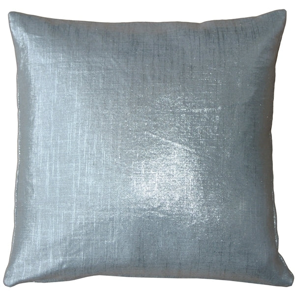 Pillow Decor - Tuscany Linen Silver Metallic 16x16 Throw Pillow Image 1