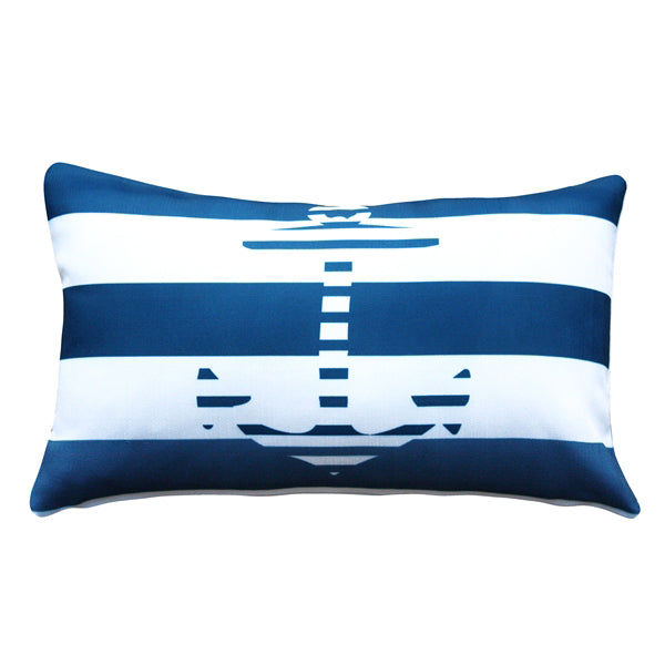 Pillow Decor - Blue Anchor Nautical Throw Pillow 12x19 Image 1