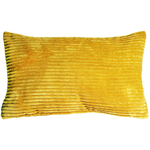 Pillow Decor - Wide Wale Corduroy 12x20 Yellow Throw Pillow Image 1