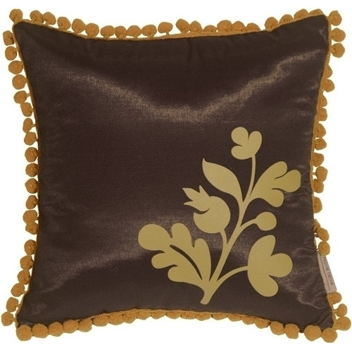 Pillow Decor - Bohemian Blossom Brown and Ocher Throw Pillow Image 1