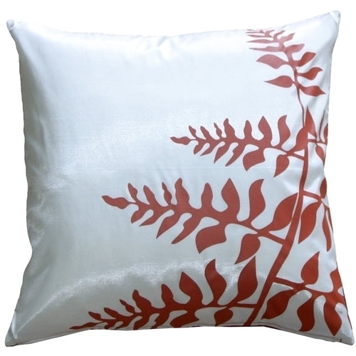Pillow Decor - White with Red Bold Fern 20" Throw Pillow Image 1