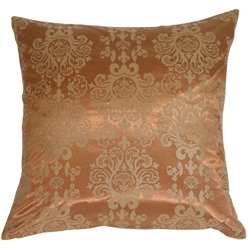 Pillow Decor - Copper with Copper Baroque Pattern Throw Pillow Image 1