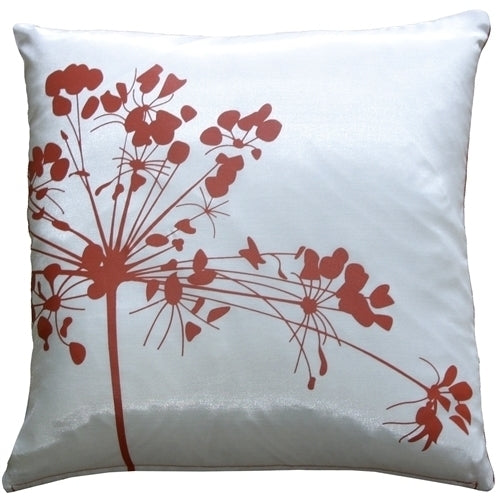 Pillow Decor - White with Red Spring Flower 16" Throw Pillow Image 1