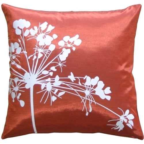 Pillow Decor - Red with White Spring Flower 16" Throw Pillow Image 1