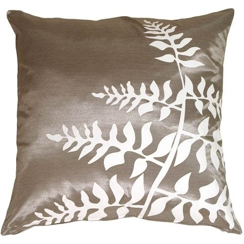 Pillow Decor - Gray with White Bold Fern Throw Pillow Image 1