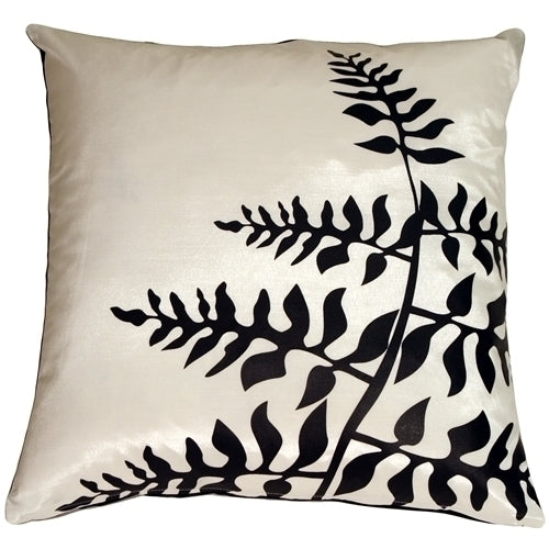 Pillow Decor - White with Black Bold Fern Throw Pillow Image 1
