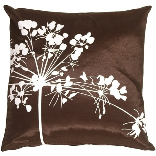 Pillow Decor - Brown with White Spring Flower Throw Pillow Image 1