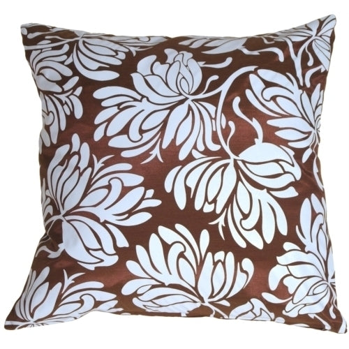 Pillow Decor - Bold Blue Flowers on Chocolate Accent Pillow Image 1