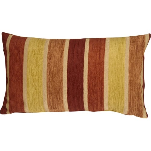 Pillow Decor - Savannah Stripes 12x20 Yellow Orange Chenille Throw Pillow Image 1