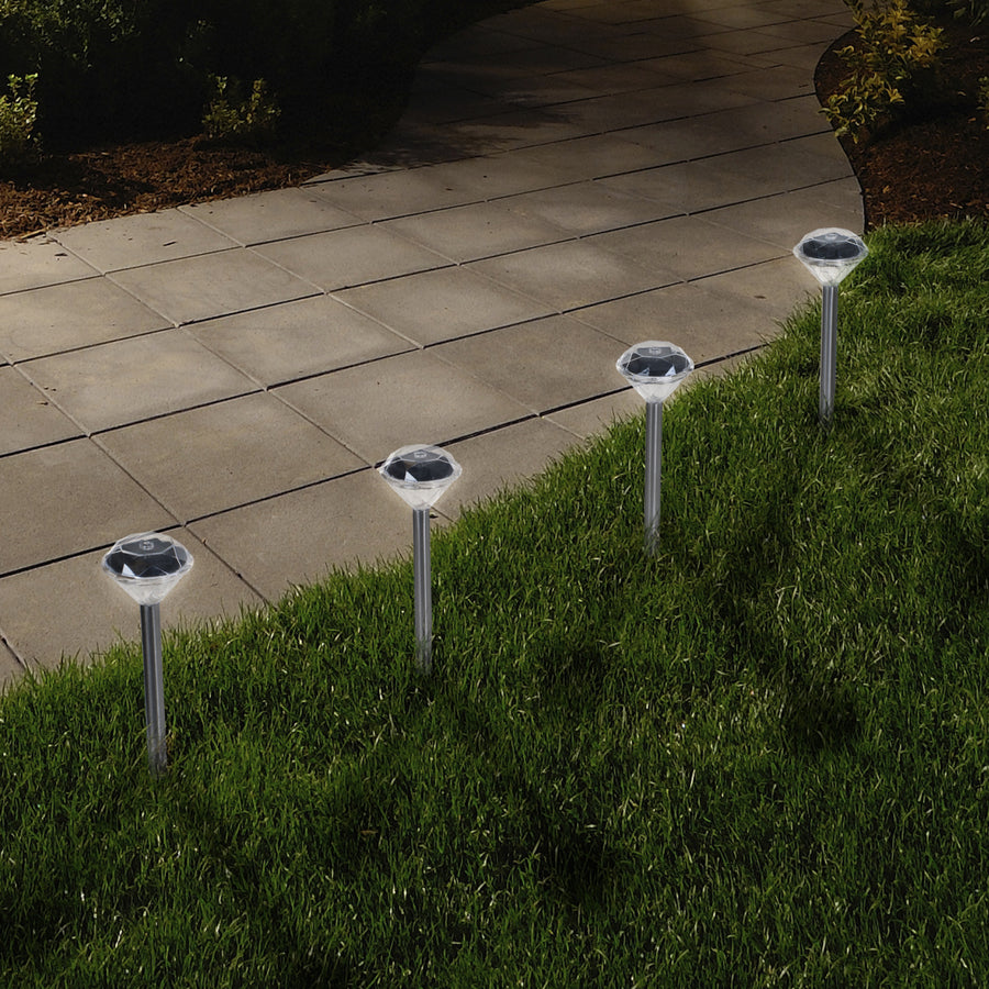 Pure Garden LED Solar Diamond Pathway Lights - Set of 24 Image 1