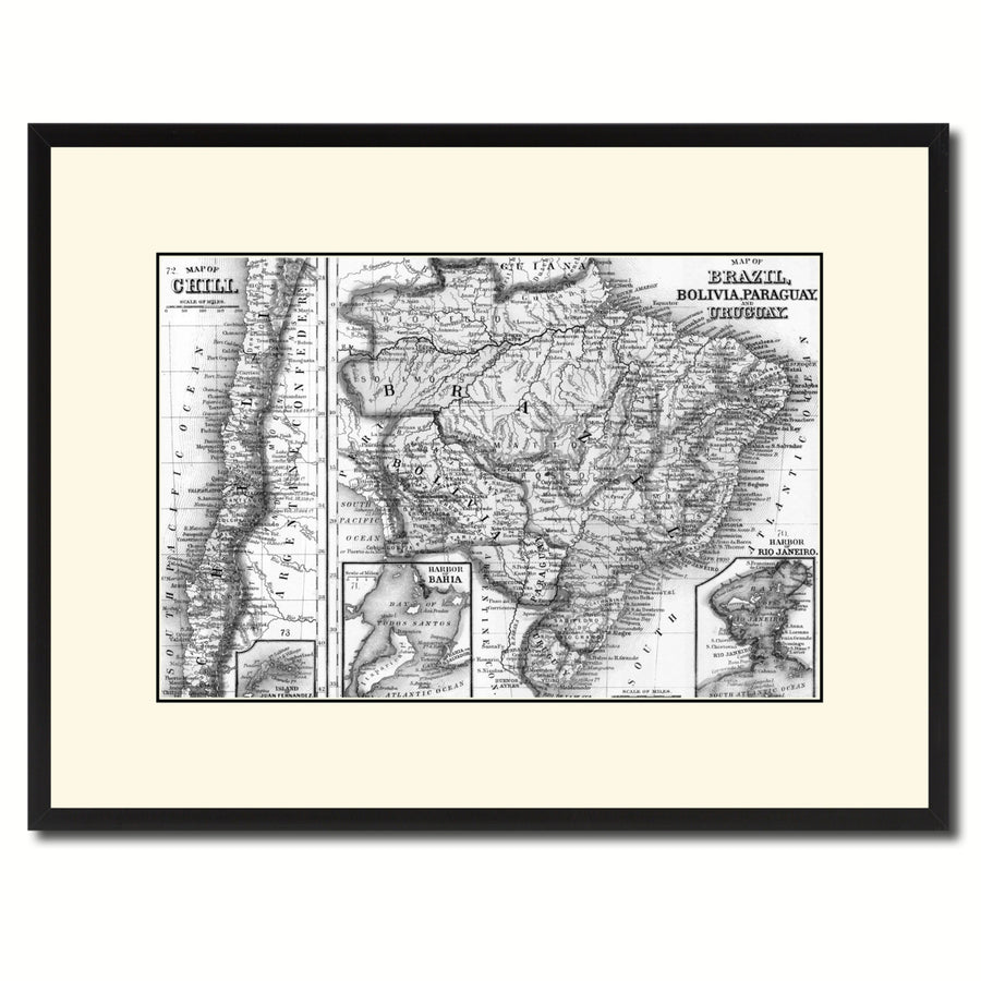 Afghanistan Persia Iraq Iran Vintage BandW Map Canvas Print with Picture Frame  Wall Art Gift Ideas Image 1