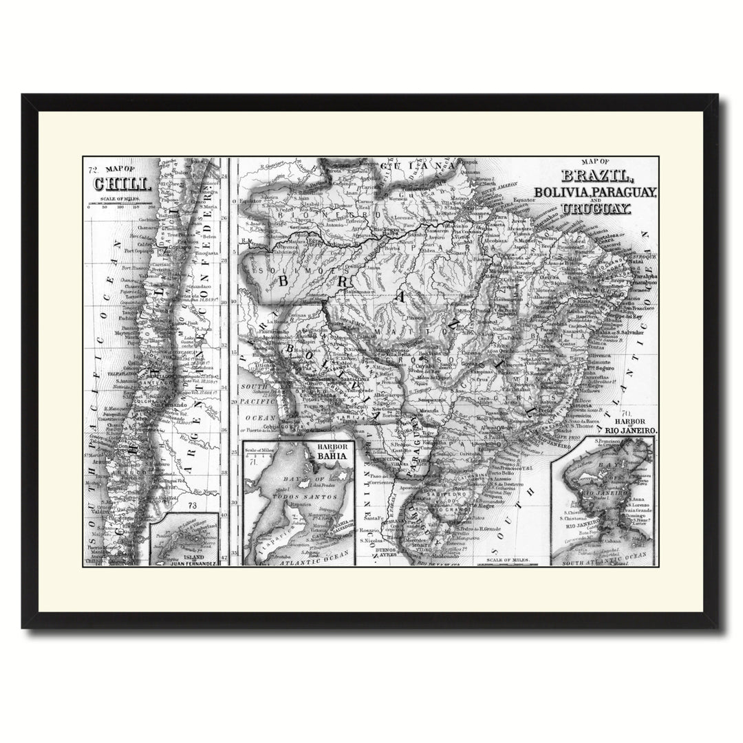 Afghanistan Persia Iraq Iran Vintage BandW Map Canvas Print with Picture Frame  Wall Art Gift Ideas Image 3