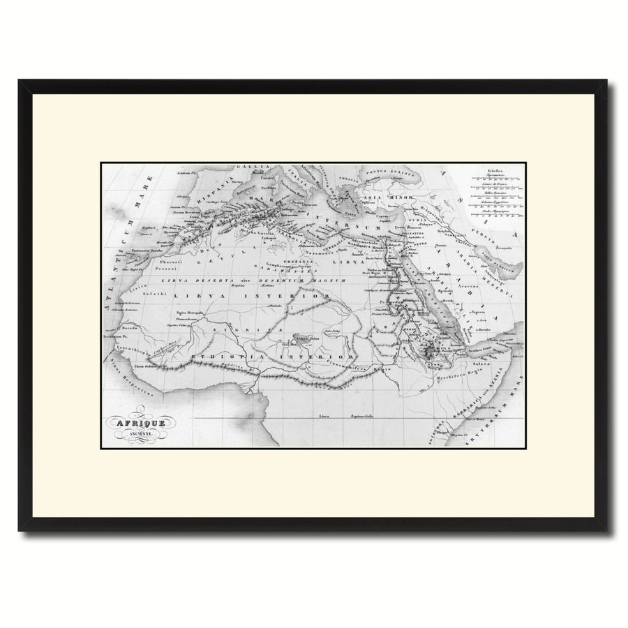 Ancient Africa Vintage BandW Map Canvas Print with Picture Frame  Wall Art Gift Ideas Image 1
