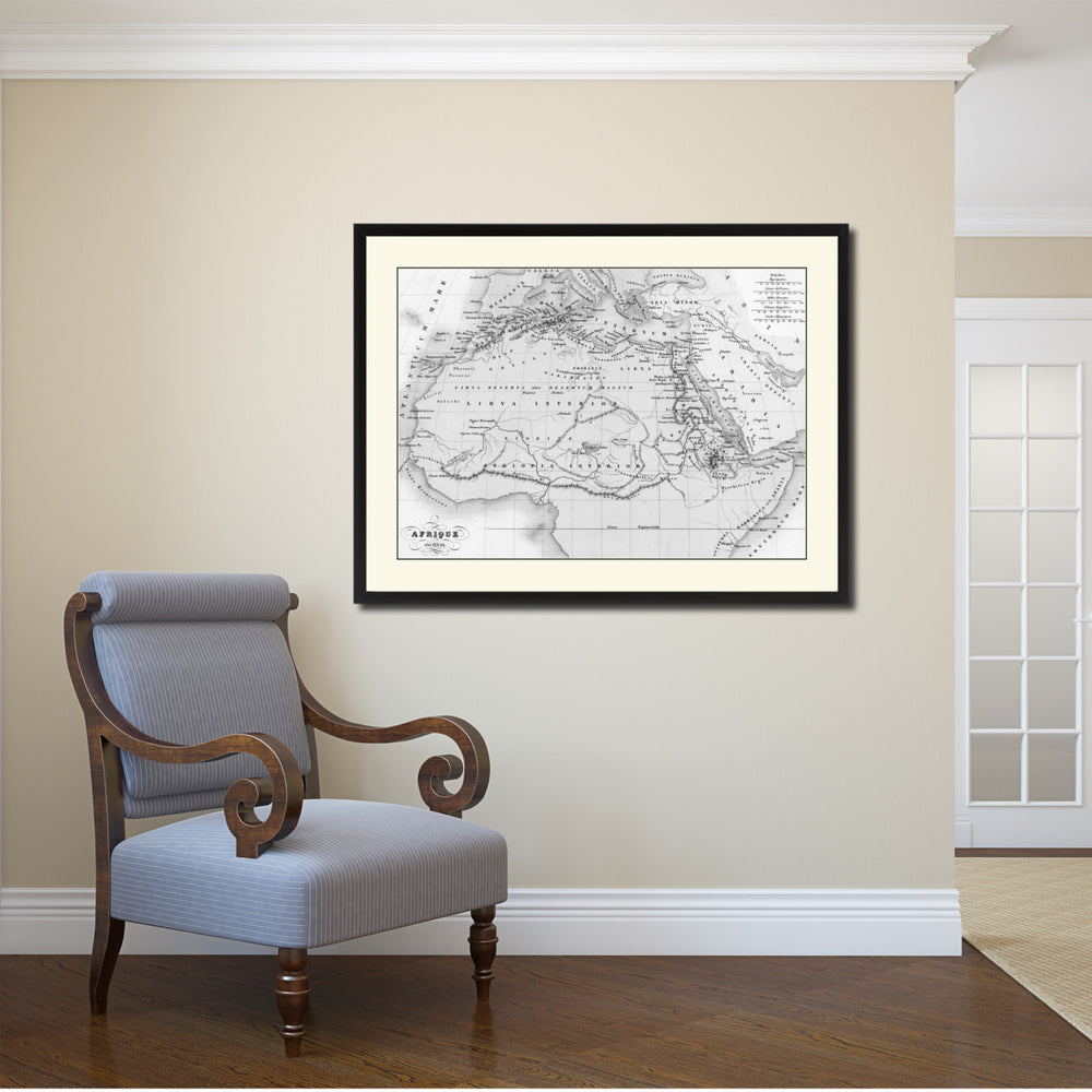 Ancient Africa Vintage BandW Map Canvas Print with Picture Frame  Wall Art Gift Ideas Image 2