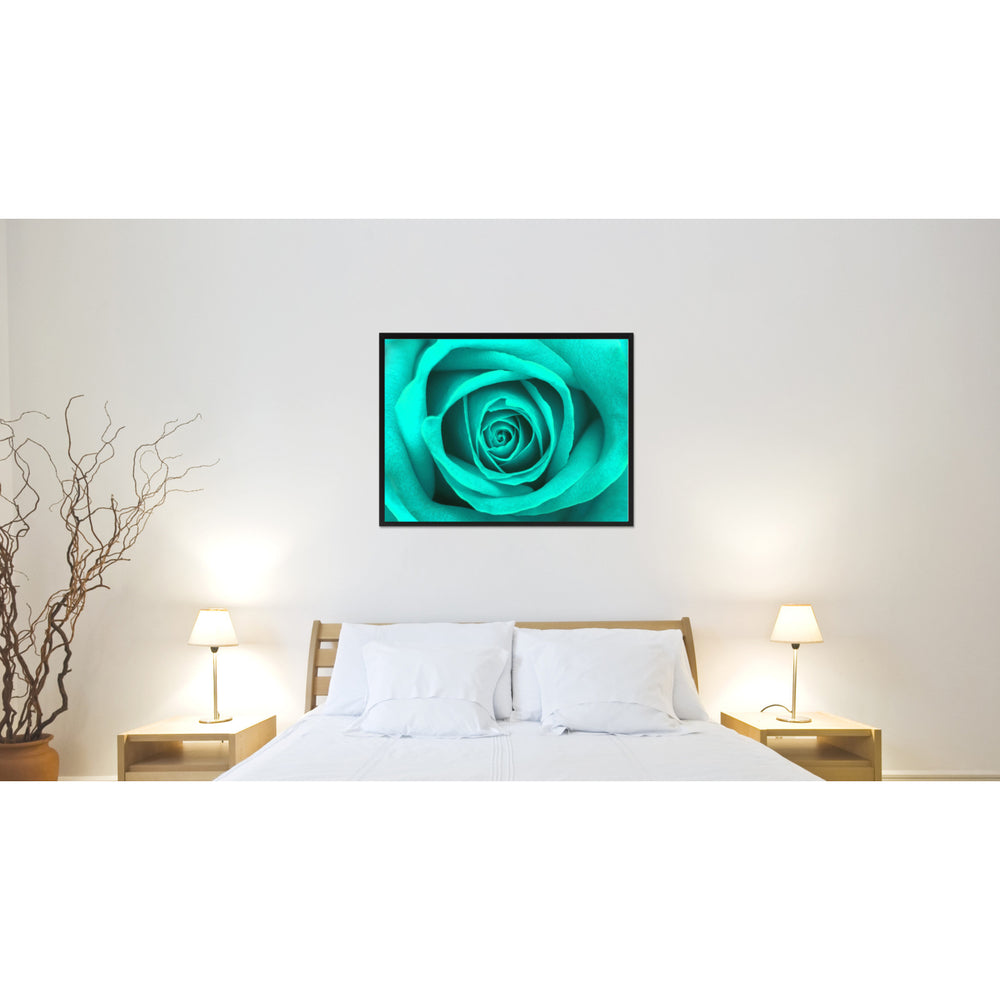 Aqua Rose Flower Framed Canvas Print  Wall Art Image 2