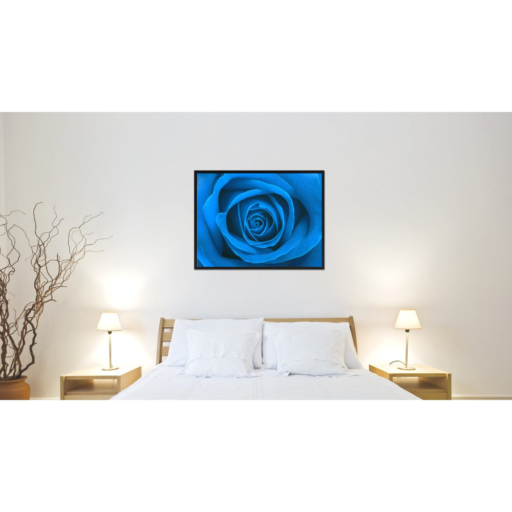 Blue Rose Flower Framed Canvas Print  Wall Art Image 2
