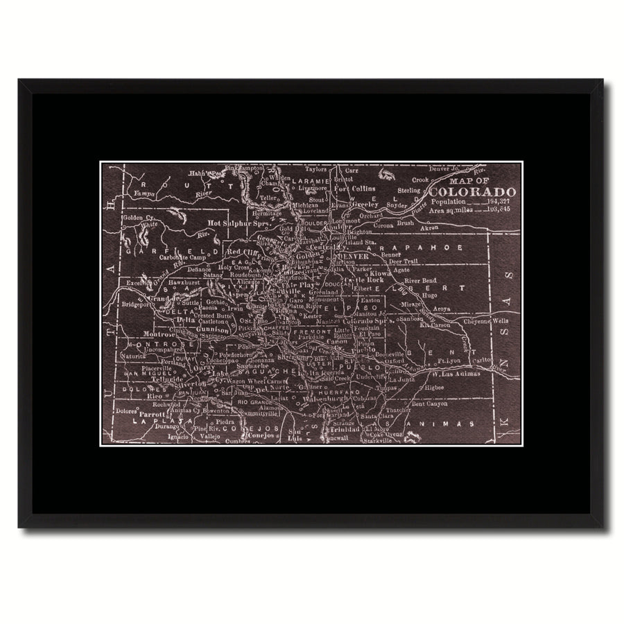 Colorado Vintage Vivid Sepia Map Canvas Print with Picture Frame  Wall Art Gift Ideas Image 1