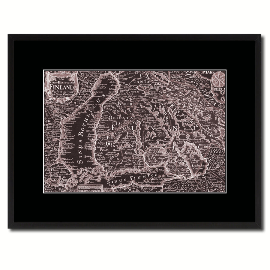 Finland Centuries Vintage Map Canvas Print with Picture Frame  Wall Art Decoration Gifts Image 1