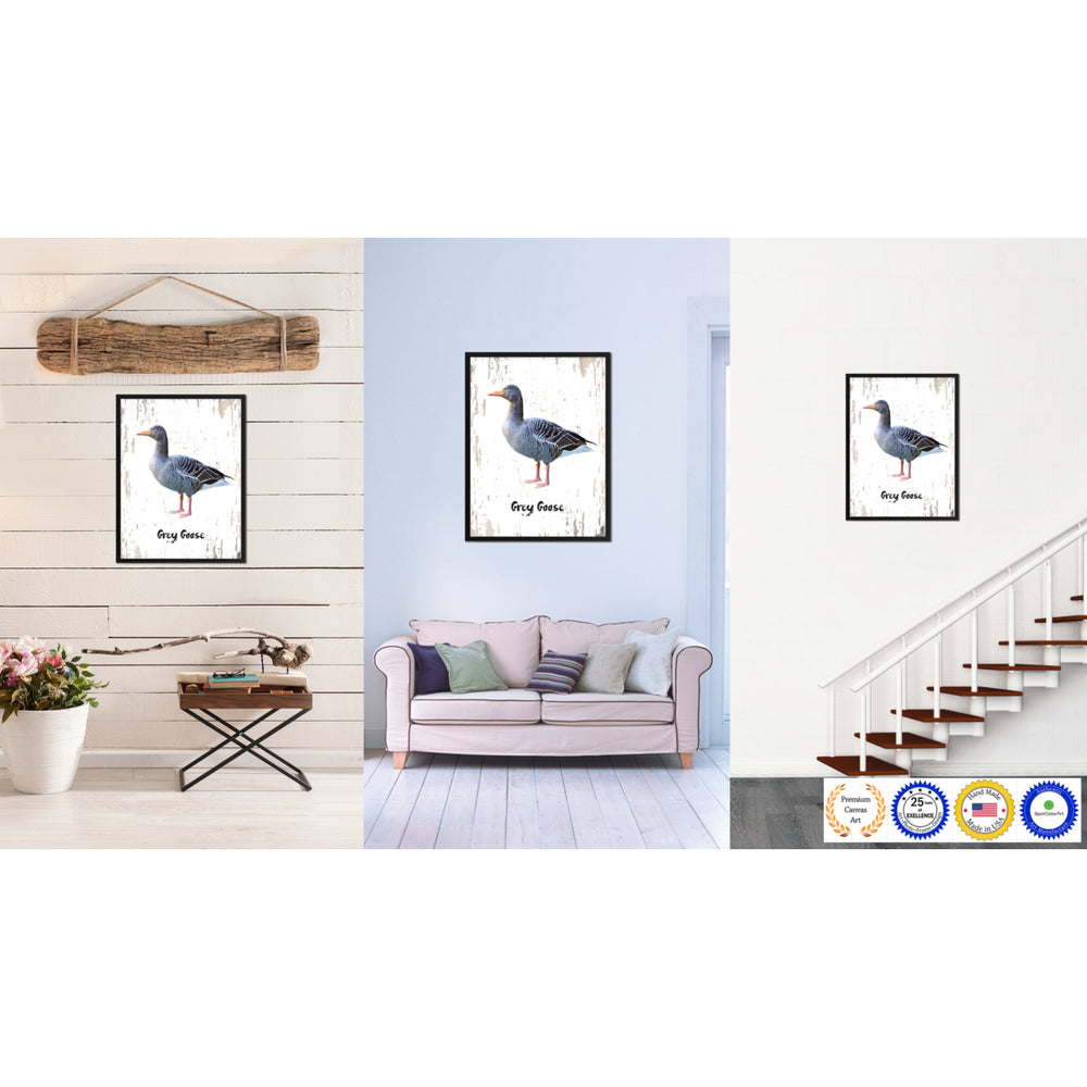 Grey Goose Bird Canvas Print with Black Picture Frame Gift Ideas  Wall Art Decoration Image 2