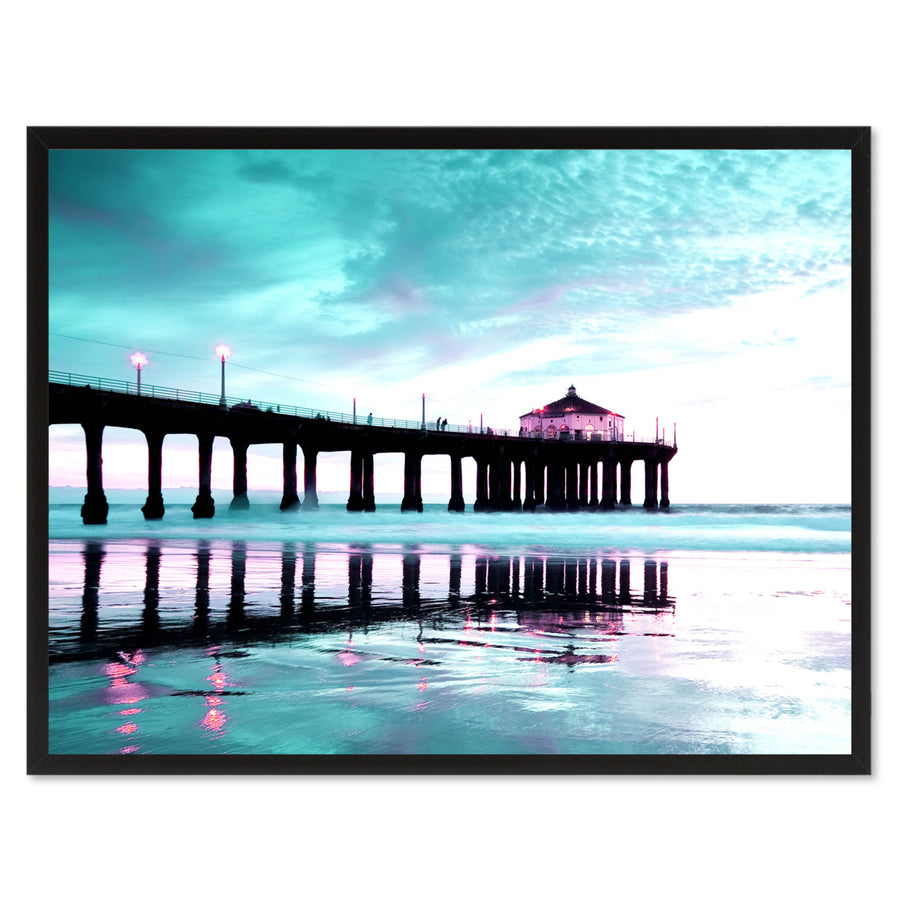 Manhattan Beach California Aqua Landscape Photo Canvas Print Pictures Frames  Wall Art Gifts Image 1