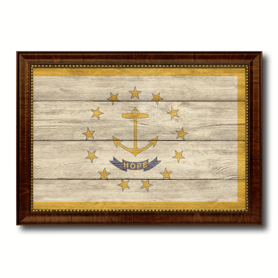 Rhode Island Texture Flag Canvas Print with Picture Frame Gift Ideas  Wall Art Decoration Image 1