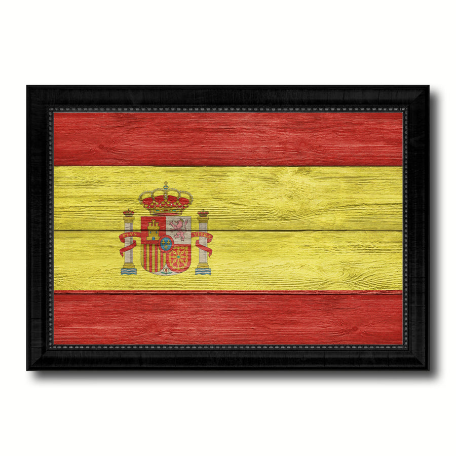 Spain Country Flag Texture Canvas Print with Picture Frame  Wall Art Gift Ideas Image 1