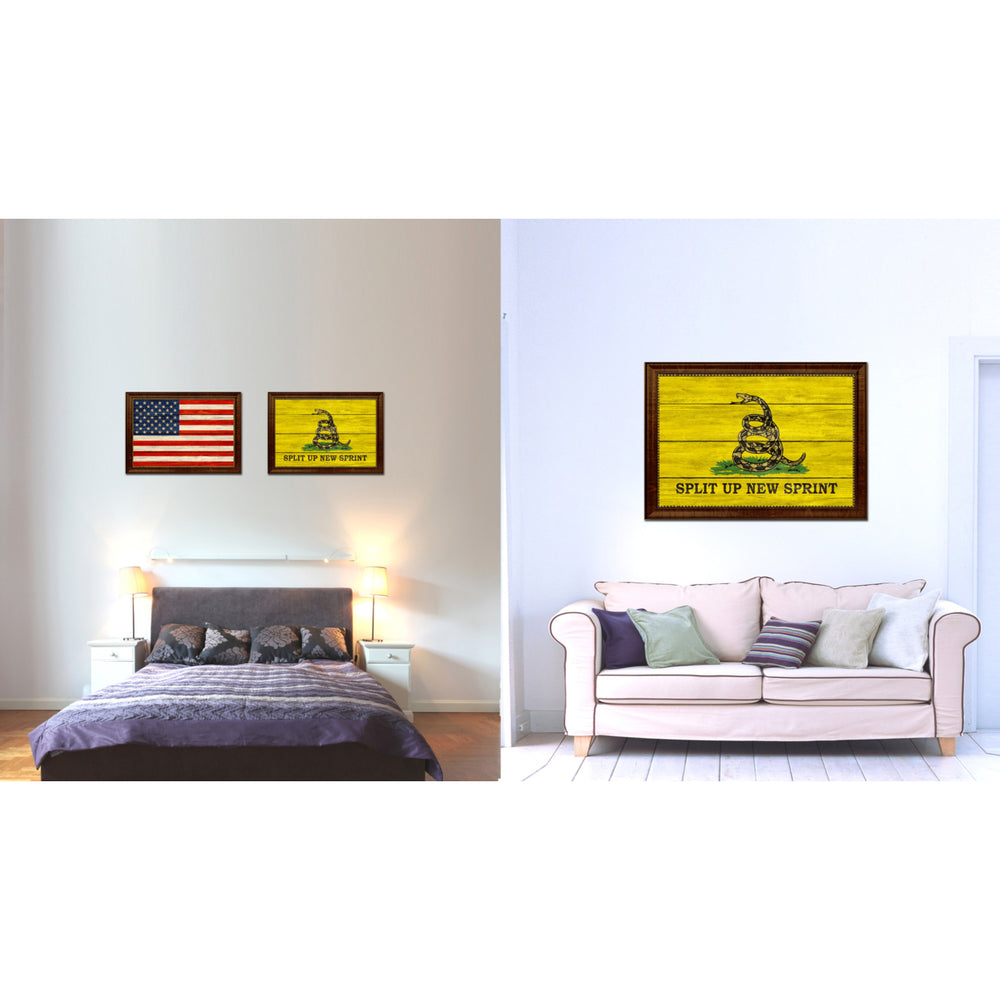 Split Up  Sprint Military Textured Flag Canvas Print with Picture Frame  Wall Art Gifts Image 2