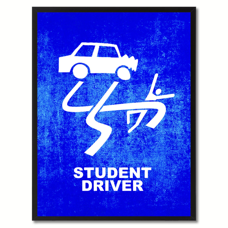 Student Driver Funny Sign Blue Print on Canvas Picture Frame  Wall Art Gifts 91913 Image 1