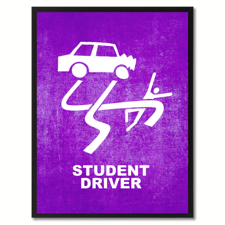 Student Driver Funny Sign Purple Print on Canvas Picture Frame  Wall Art Gifts 91917 Image 1