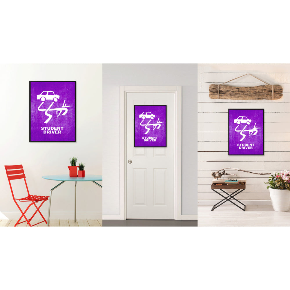 Student Driver Funny Sign Purple Print on Canvas Picture Frame  Wall Art Gifts 91917 Image 2