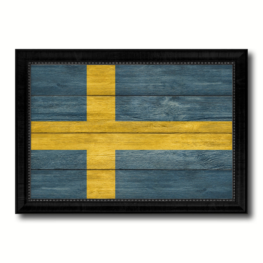 Sweden Country Flag Texture Canvas Print with Picture Frame  Wall Art Gift Ideas Image 1