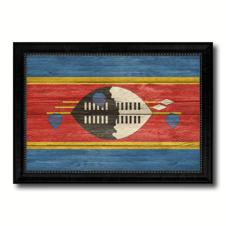 Swaziland Country Flag Texture Canvas Print with Picture Frame  Wall Art Gift Ideas Image 1