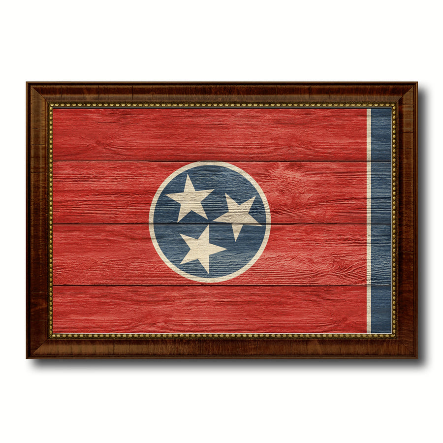Tennessee Texture Flag Canvas Print with Picture Frame Gift Ideas  Wall Art Decoration Image 1