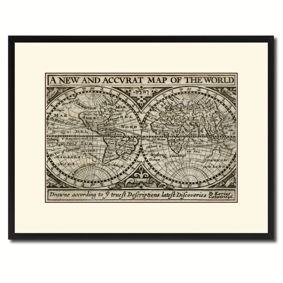 The World Vintage Antique Map Wall Art  Gift Ideas Canvas Print Custom Picture Frame Image 1