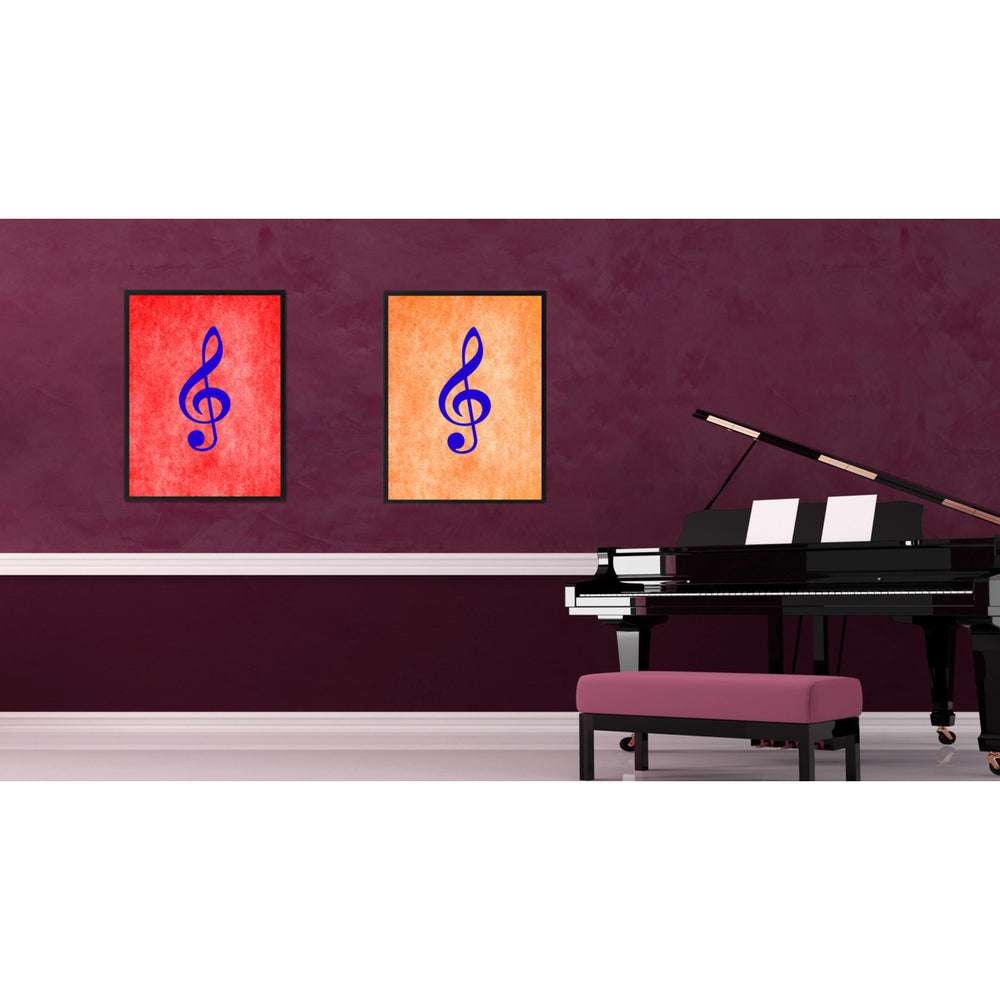 Treble Music Orange Canvas Print Pictures Frame Office  Wall Art Gifts Image 2