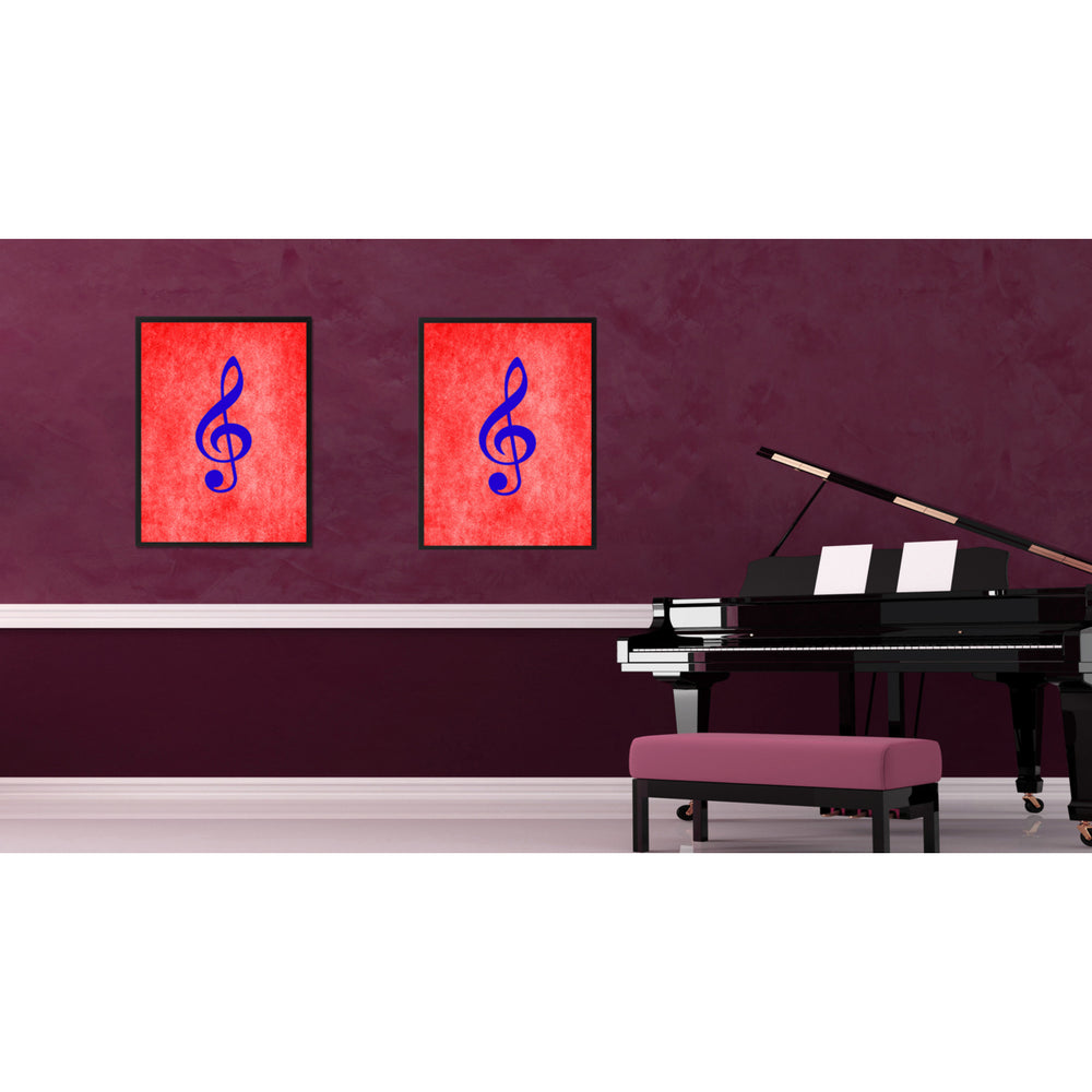 Treble Music Red Canvas Print Pictures Frame Office  Wall Art Gifts Image 2