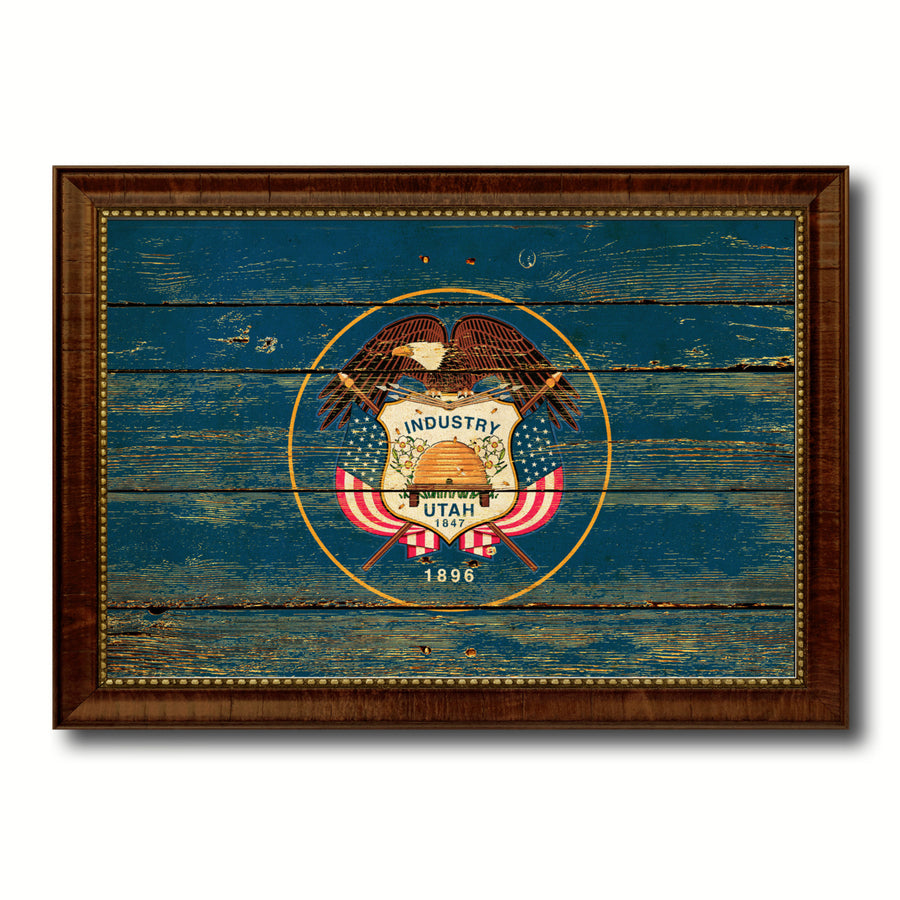 Utah Vintage Flag Canvas Print with Picture Frame Gift Ideas  Wall Art Decoration Image 1