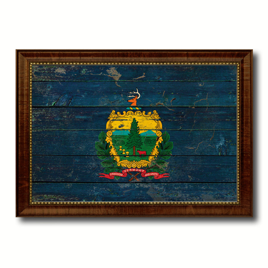 Vermont Vintage Flag Canvas Print with Picture Frame Gift Ideas  Wall Art Decoration Image 1