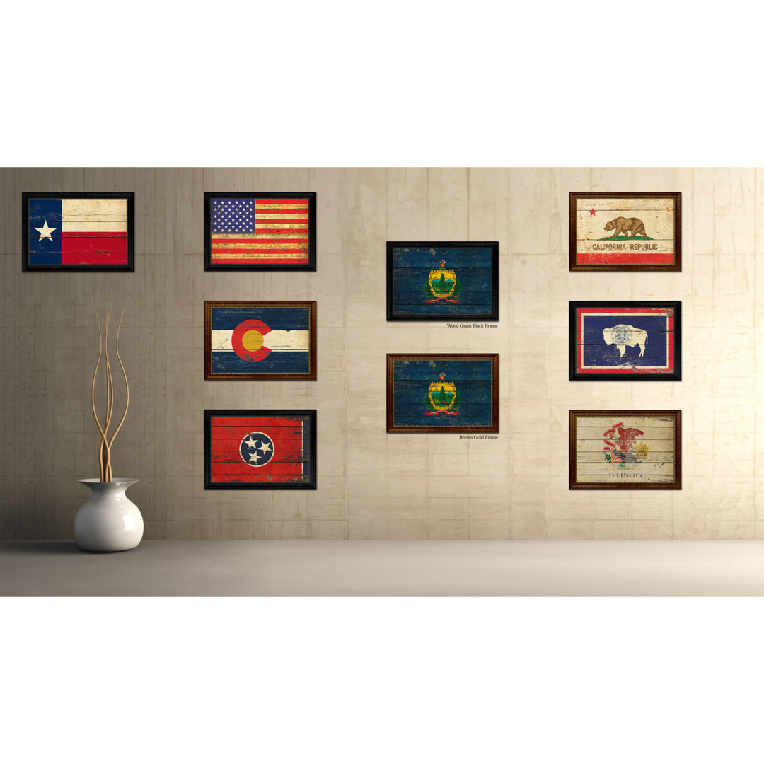 Vermont Vintage Flag Canvas Print with Picture Frame Gift Ideas  Wall Art Decoration Image 3