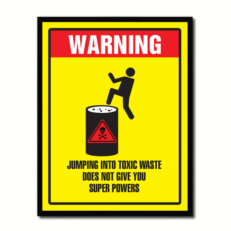 Warning Jumping Into Toxic Waste Warning Sign Gift Ideas Wall Art Home D?cor Gift Ideas Canvas Pint Image 1