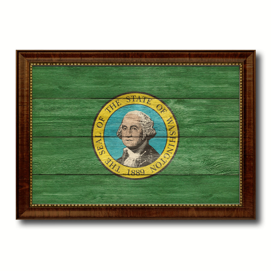 Washington Texture Flag Canvas Print with Picture Frame Gift Ideas  Wall Art Decoration Image 1