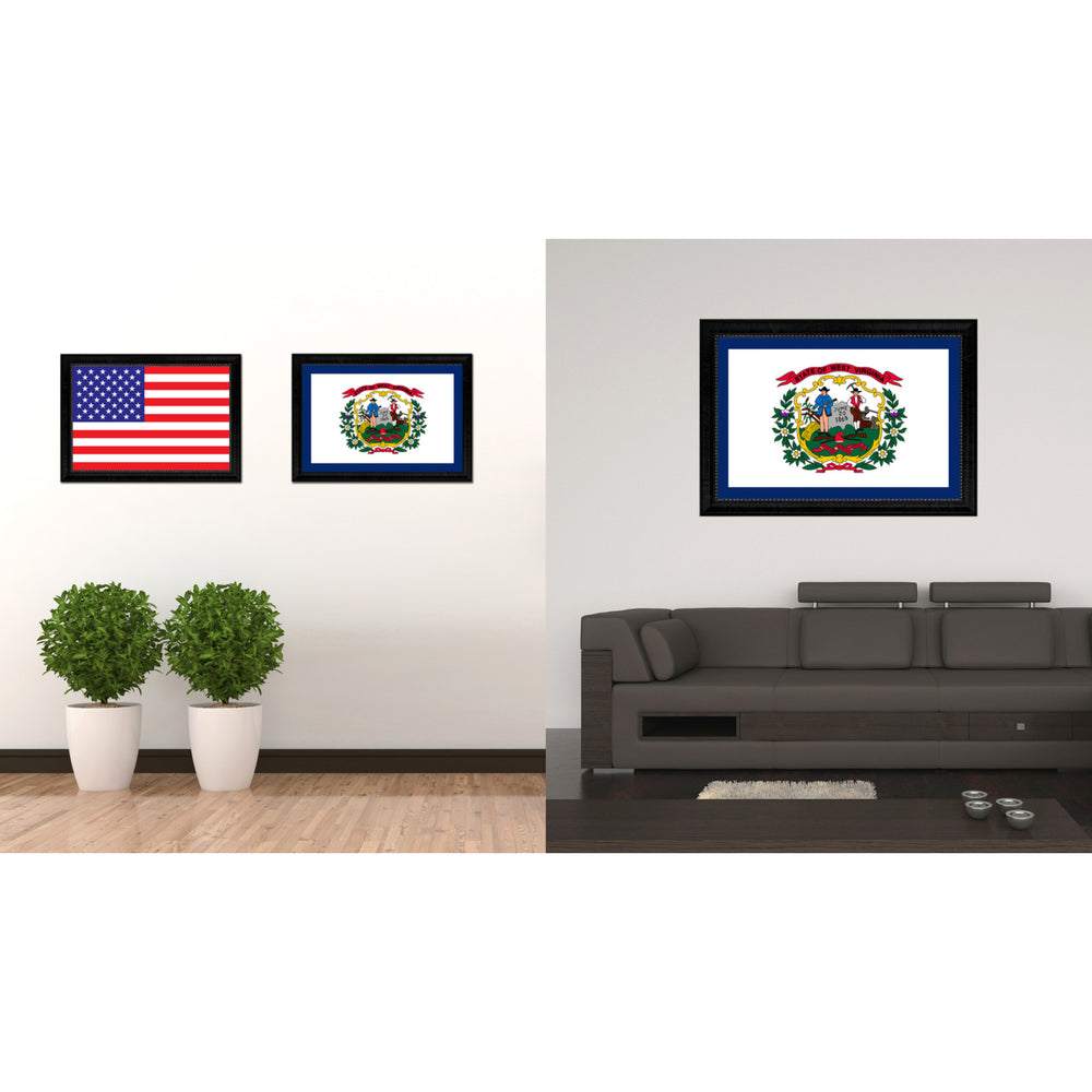 West Virginia State Flag Canvas Print with Picture Frame Gift Ideas  Wall Art Decoration Image 2
