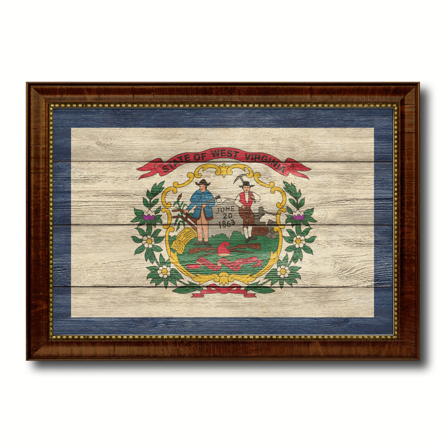 West Virginia Texture Flag Canvas Print with Picture Frame Gift Ideas  Wall Art Decoration Image 1