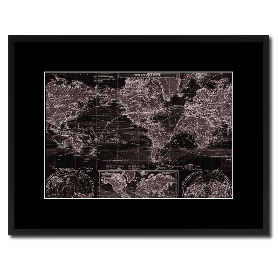 World Ocean Currents Vintage Vivid Sepia Map Canvas Print with Picture Frame  Wall Art Decoration Gifts 41066 Image 1